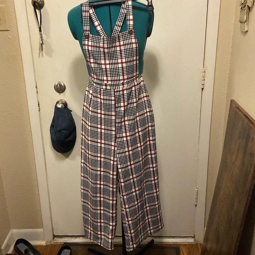 Checkered polyester bibs wide legged JR’s Med by Heart and Arrow